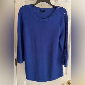 NWOT Talbots sz M nautical blue crew neck cotton blend pullover sweater